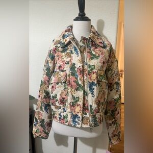 AVEC LES FILLES Floral Zipper Jacket S